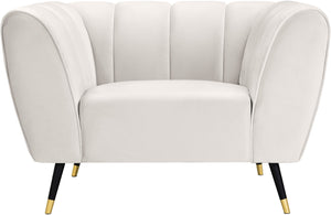 Beaumont Velvet / Engineered Wood / Metal / Foam Contemporary Cream Velvet Chair - 44" W x 34" D x 29" H