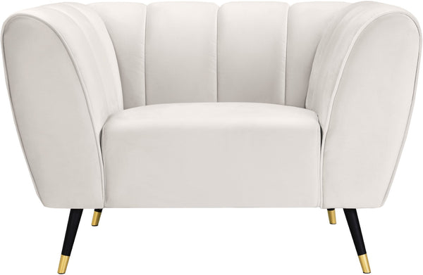 Beaumont Velvet / Engineered Wood / Metal / Foam Contemporary Cream Velvet Chair - 44" W x 34" D x 29" H