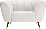 Beaumont Velvet / Engineered Wood / Metal / Foam Contemporary Cream Velvet Chair - 44" W x 34" D x 29" H