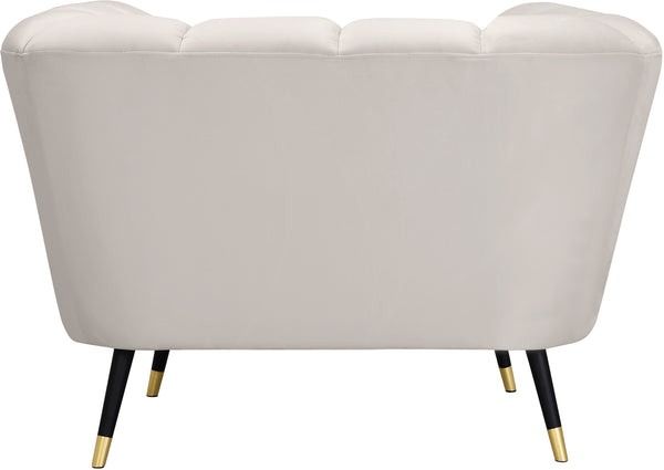 Beaumont Velvet / Engineered Wood / Metal / Foam Contemporary Cream Velvet Chair - 44" W x 34" D x 29" H