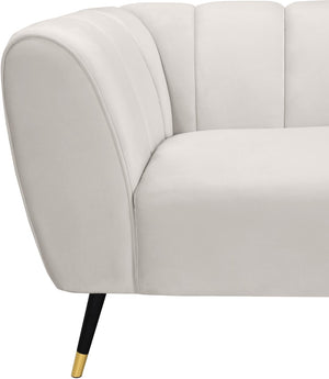 Beaumont Velvet / Engineered Wood / Metal / Foam Contemporary Cream Velvet Chair - 44" W x 34" D x 29" H