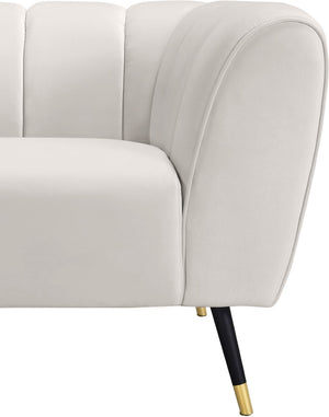 Beaumont Velvet / Engineered Wood / Metal / Foam Contemporary Cream Velvet Chair - 44" W x 34" D x 29" H