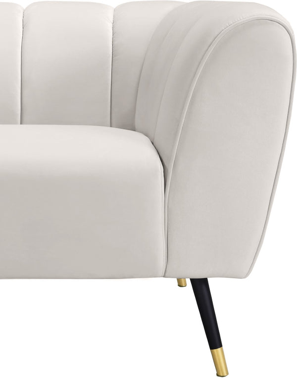 Beaumont Velvet / Engineered Wood / Metal / Foam Contemporary Cream Velvet Chair - 44" W x 34" D x 29" H