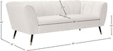 Beaumont Velvet / Engineered Wood / Metal / Foam Contemporary Cream Velvet Sofa - 83" W x 34" D x 29" H