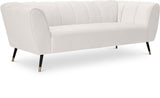 Beaumont Velvet / Engineered Wood / Metal / Foam Contemporary Cream Velvet Sofa - 83" W x 34" D x 29" H