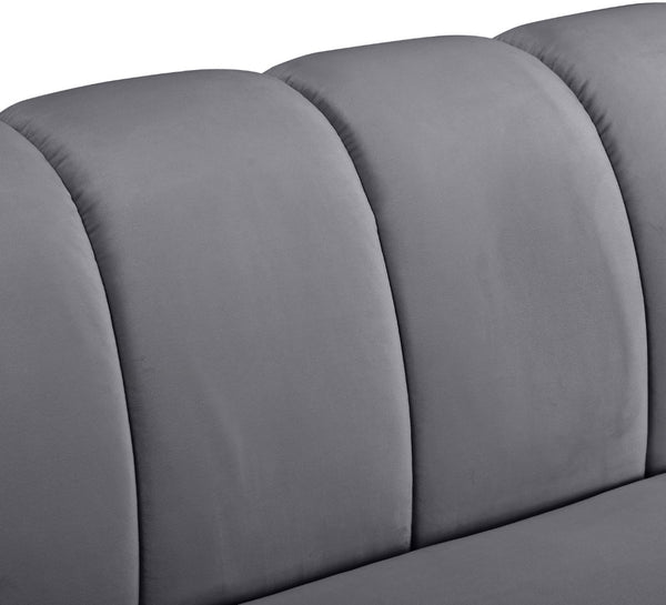 Beaumont Velvet / Engineered Wood / Metal / Foam Contemporary Grey Velvet Chair - 44" W x 34" D x 29" H