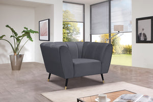 Beaumont Velvet / Engineered Wood / Metal / Foam Contemporary Grey Velvet Chair - 44" W x 34" D x 29" H