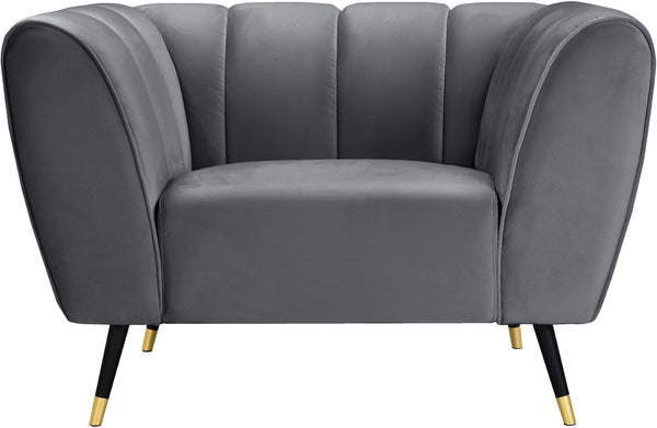 Beaumont Velvet / Engineered Wood / Metal / Foam Contemporary Grey Velvet Chair - 44" W x 34" D x 29" H