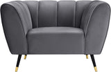 Beaumont Velvet / Engineered Wood / Metal / Foam Contemporary Grey Velvet Chair - 44" W x 34" D x 29" H