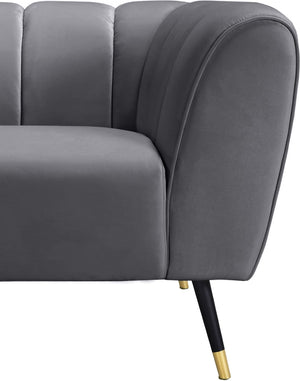 Beaumont Velvet / Engineered Wood / Metal / Foam Contemporary Grey Velvet Chair - 44" W x 34" D x 29" H