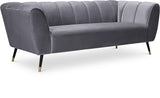 Beaumont Velvet / Engineered Wood / Metal / Foam Contemporary Grey Velvet Sofa - 83" W x 34" D x 29" H