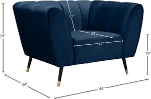Beaumont Velvet / Engineered Wood / Metal / Foam Contemporary Navy Velvet Chair - 44" W x 34" D x 29" H