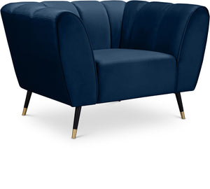 Beaumont Velvet / Engineered Wood / Metal / Foam Contemporary Navy Velvet Chair - 44" W x 34" D x 29" H
