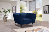 Beaumont Velvet / Engineered Wood / Metal / Foam Contemporary Navy Velvet Chair - 44" W x 34" D x 29" H