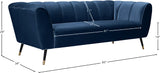 Beaumont Velvet / Engineered Wood / Metal / Foam Contemporary Navy Velvet Sofa - 83" W x 34" D x 29" H