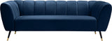 Beaumont Velvet / Engineered Wood / Metal / Foam Contemporary Navy Velvet Sofa - 83" W x 34" D x 29" H