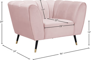 Beaumont Velvet / Engineered Wood / Metal / Foam Contemporary Pink Velvet Chair - 44" W x 34" D x 29" H