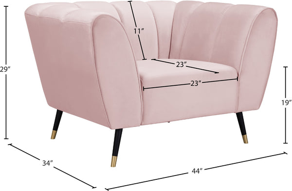 Beaumont Velvet / Engineered Wood / Metal / Foam Contemporary Pink Velvet Chair - 44" W x 34" D x 29" H