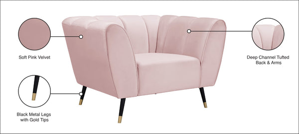 Beaumont Velvet / Engineered Wood / Metal / Foam Contemporary Pink Velvet Chair - 44" W x 34" D x 29" H