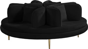 Circlet Velvet / Engineered Wood / Iron / Foam Contemporary Black Velvet Round Sofa Settee - 72" W x 72" D x 29" H