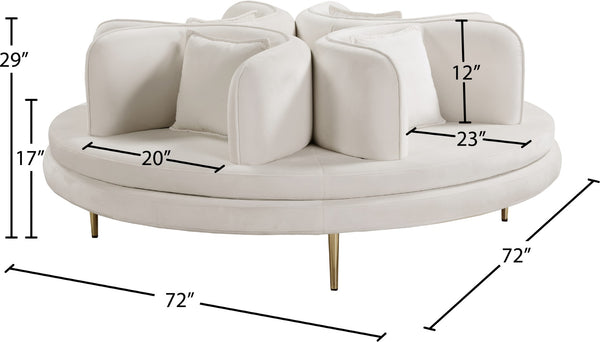 Circlet Velvet / Engineered Wood / Iron / Foam Contemporary Cream Velvet Round Sofa Settee - 72" W x 72" D x 29" H