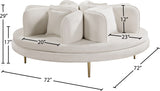 Circlet Velvet / Engineered Wood / Iron / Foam Contemporary Cream Velvet Round Sofa Settee - 72" W x 72" D x 29" H