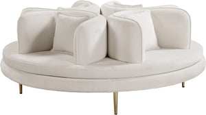 Circlet Velvet / Engineered Wood / Iron / Foam Contemporary Cream Velvet Round Sofa Settee - 72" W x 72" D x 29" H