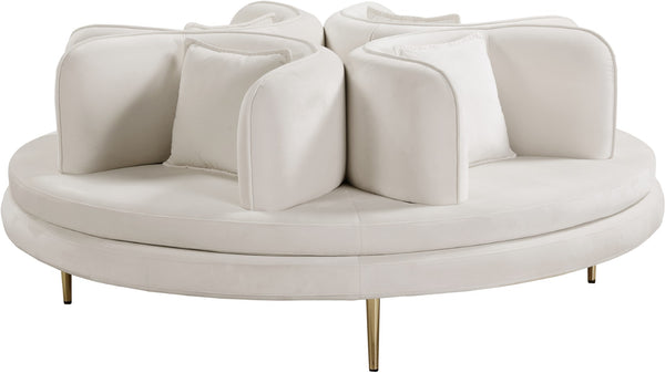 Circlet Velvet / Engineered Wood / Iron / Foam Contemporary Cream Velvet Round Sofa Settee - 72" W x 72" D x 29" H
