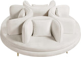 Circlet Velvet / Engineered Wood / Iron / Foam Contemporary Cream Velvet Round Sofa Settee - 72" W x 72" D x 29" H