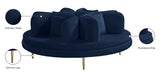 Circlet Velvet / Engineered Wood / Iron / Foam Contemporary Navy Velvet Round Sofa Settee - 72" W x 72" D x 29" H