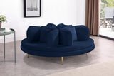 Circlet Velvet / Engineered Wood / Iron / Foam Contemporary Navy Velvet Round Sofa Settee - 72" W x 72" D x 29" H