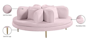 Circlet Velvet / Engineered Wood / Iron / Foam Contemporary PInk Velvet Round Sofa Settee - 72" W x 72" D x 29" H