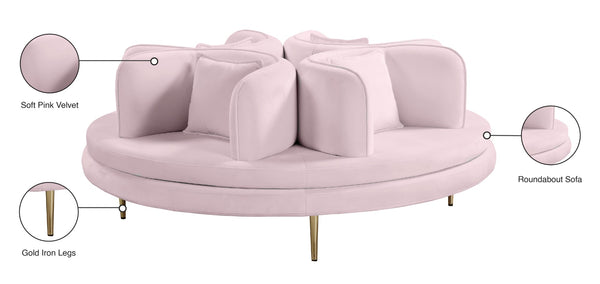 Circlet Velvet / Engineered Wood / Iron / Foam Contemporary PInk Velvet Round Sofa Settee - 72" W x 72" D x 29" H