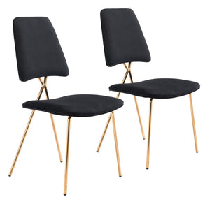 Zuo Modern Chloe 100% Polyester, Plywood, Steel Modern Commercial Grade Dining Chair Set - Set of 2 Black, Gold 100% Polyester, Plywood, Steel