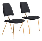 Zuo Modern Chloe 100% Polyester, Plywood, Steel Modern Commercial Grade Dining Chair Set - Set of 2 Black, Gold 100% Polyester, Plywood, Steel