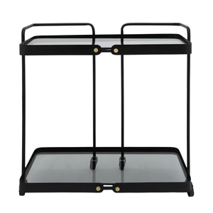 Sagebrook Home Contemporary Metal, 27"h 2-layered Bar Cart W/ Smokey Glass, Bl 16534 Black Metal