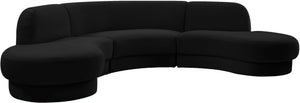Rosa Velvet / Engineered Wood / Foam Contemporary Black Velvet 3pc. Sectional (3 Boxes) - 135" W x 73" D x 32" H