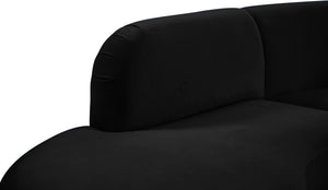 Rosa Velvet / Engineered Wood / Foam Contemporary Black Velvet 3pc. Sectional (3 Boxes) - 135" W x 73" D x 32" H