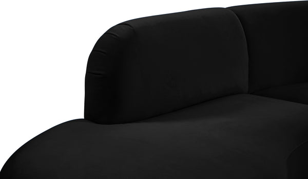 Rosa Velvet / Engineered Wood / Foam Contemporary Black Velvet 3pc. Sectional (3 Boxes) - 135" W x 73" D x 32" H