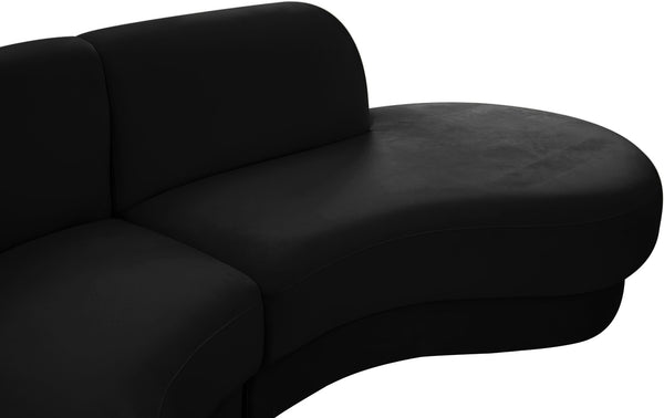 Rosa Velvet / Engineered Wood / Foam Contemporary Black Velvet 3pc. Sectional (3 Boxes) - 135" W x 73" D x 32" H