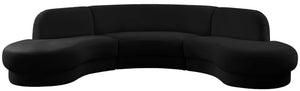 Rosa Velvet / Engineered Wood / Foam Contemporary Black Velvet 3pc. Sectional (3 Boxes) - 135" W x 73" D x 32" H