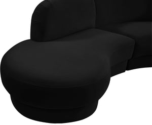 Rosa Velvet / Engineered Wood / Foam Contemporary Black Velvet 3pc. Sectional (3 Boxes) - 135" W x 73" D x 32" H
