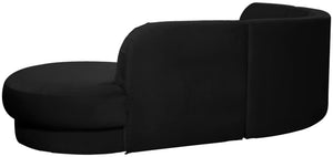 Rosa Velvet / Engineered Wood / Foam Contemporary Black Velvet 3pc. Sectional (3 Boxes) - 135" W x 73" D x 32" H