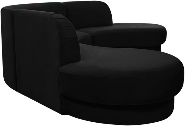 Rosa Velvet / Engineered Wood / Foam Contemporary Black Velvet 3pc. Sectional (3 Boxes) - 135" W x 73" D x 32" H