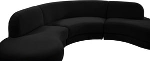 Rosa Velvet / Engineered Wood / Foam Contemporary Black Velvet 3pc. Sectional (3 Boxes) - 135" W x 73" D x 32" H