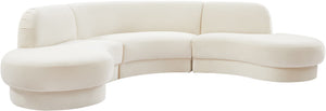 Rosa Velvet / Engineered Wood / Foam Contemporary Cream Velvet 3pc. Sectional (3 Boxes) - 135" W x 73" D x 32" H