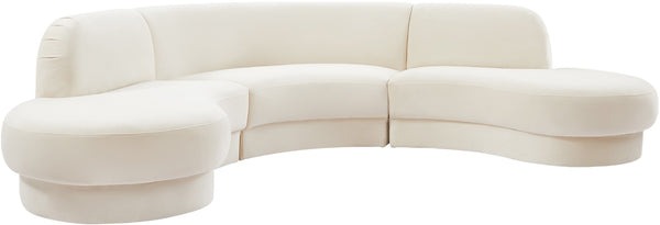 Rosa Velvet / Engineered Wood / Foam Contemporary Cream Velvet 3pc. Sectional (3 Boxes) - 135" W x 73" D x 32" H