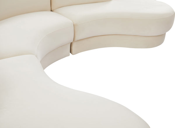Rosa Velvet / Engineered Wood / Foam Contemporary Cream Velvet 3pc. Sectional (3 Boxes) - 135" W x 73" D x 32" H