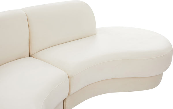 Rosa Velvet / Engineered Wood / Foam Contemporary Cream Velvet 3pc. Sectional (3 Boxes) - 135" W x 73" D x 32" H