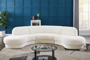 Rosa Velvet / Engineered Wood / Foam Contemporary Cream Velvet 3pc. Sectional (3 Boxes) - 135" W x 73" D x 32" H